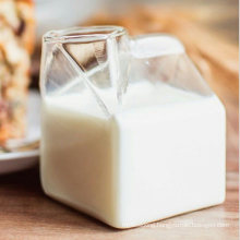 High Borosilicate 300ml Milk Glass Box Shaped Glass Milk Carton Container Cup Handmade Milk Box